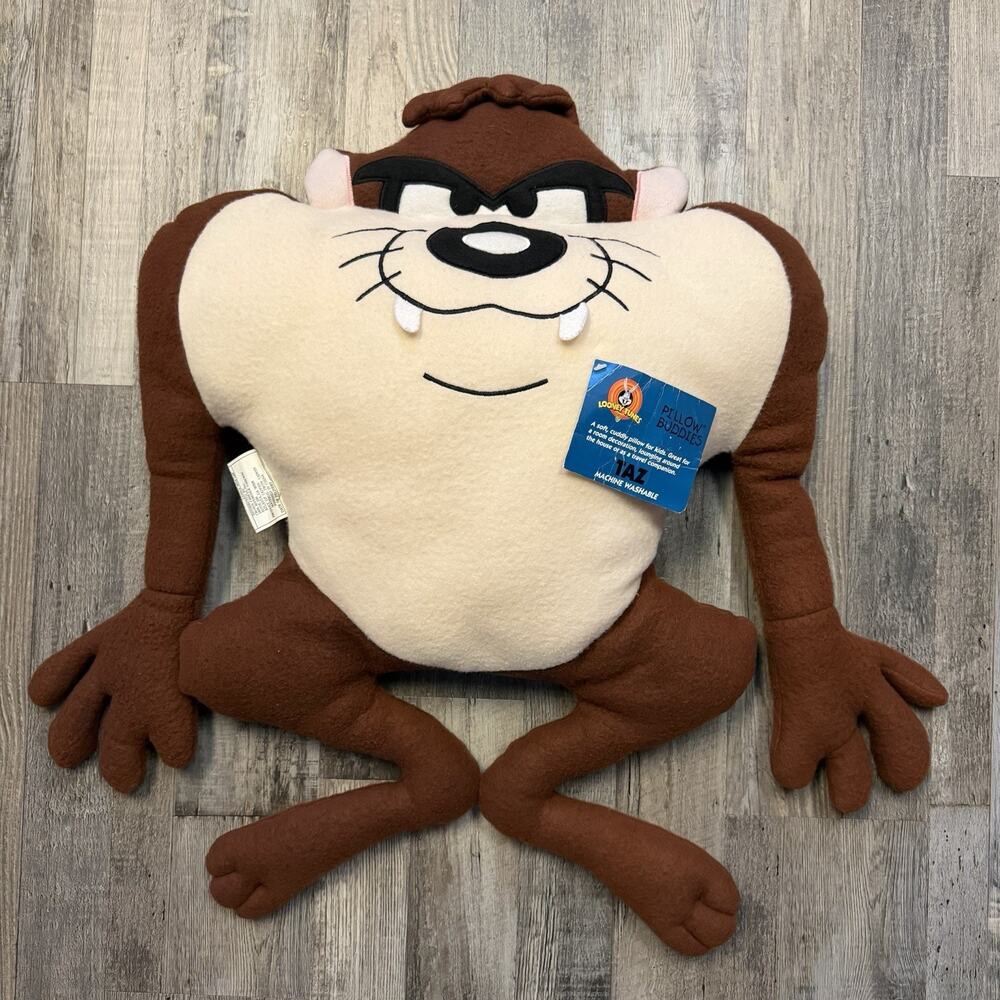 Vintage Jumbo Tazmanian Devil Stuffed Animal Plush Pillow Washable New With Tags